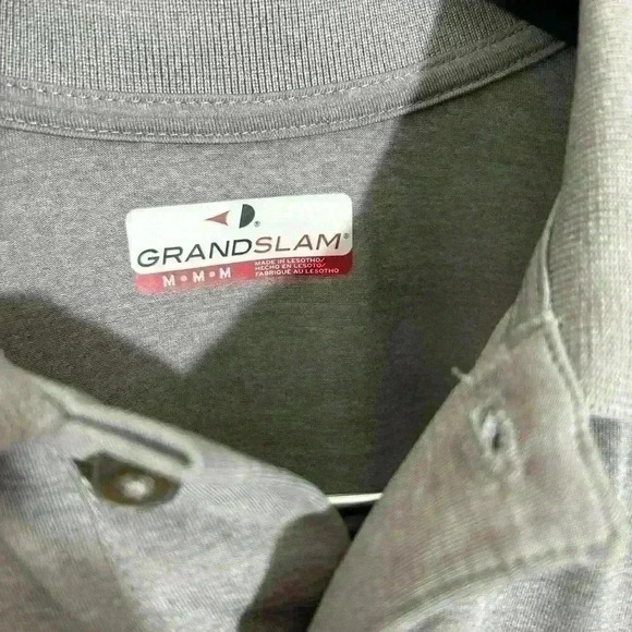 Grand Slam Polo Shirt Gray Striped Golf Casual Short Sleeve Top Size M - Picture 4 of 6